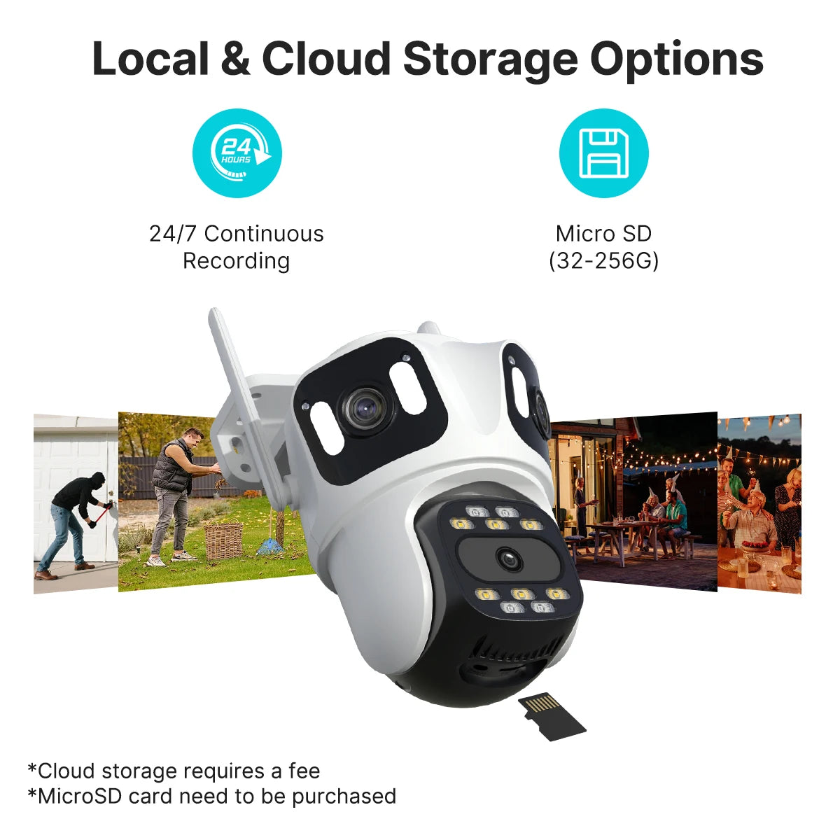Three Lens PTZ IP Camera Outdoor HD Three Screen WiFi Security Camera Auto Tracking Dual Len Wirelss CCTV Camera iCsee sayaragear