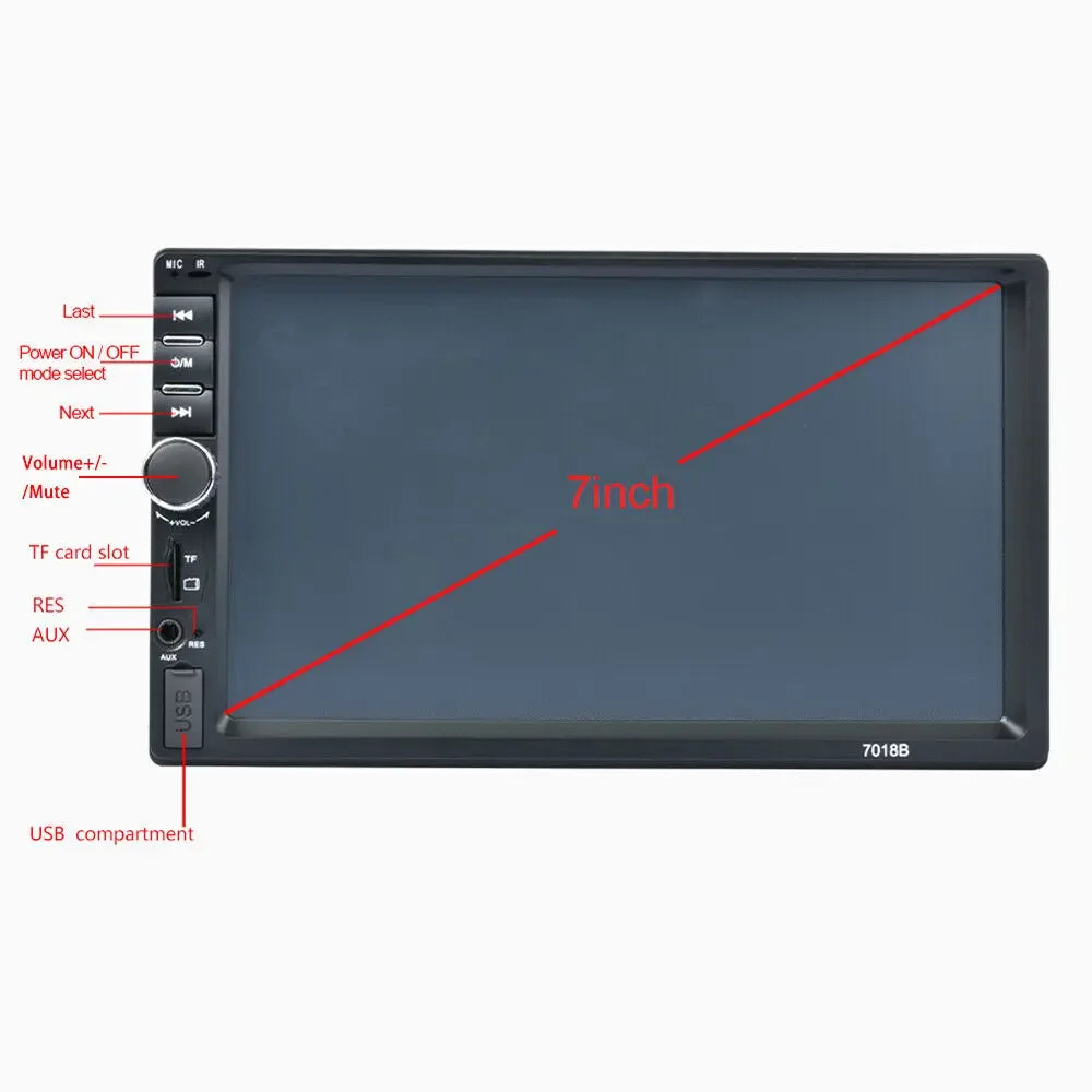 7" Double 2 DIN Car MP5 Player B-T Touch Screen Stereo Radio With 4led Camera sayaragear