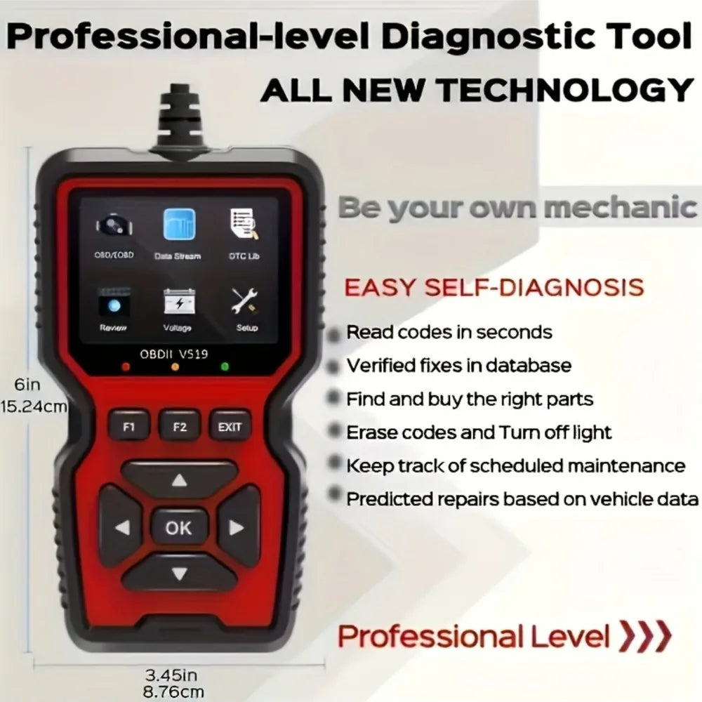 Check Engine System V519 Battery Tester Car OBD2 Code Reader OBD II EOBD Scanner Fault Code Clear Car Diagnostic Tools sayaragear