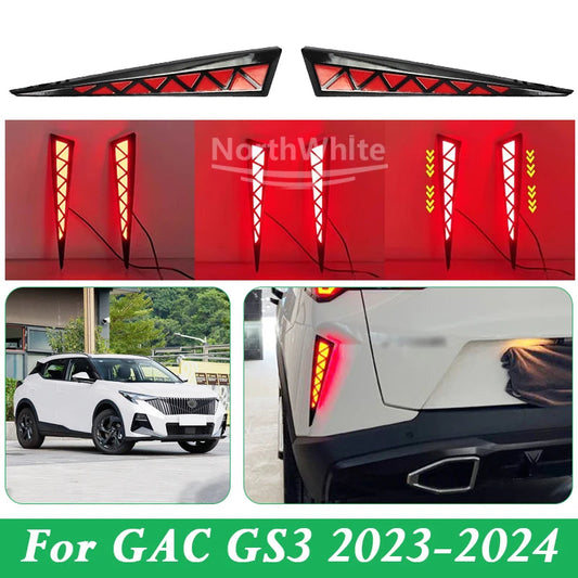 LED Rear Bumper Reflector Light For GAC GS3 2023-2024 Fog Lamp Brake Light Dynamic Turn Rear Fog Lamp Bumper Light sayaragear