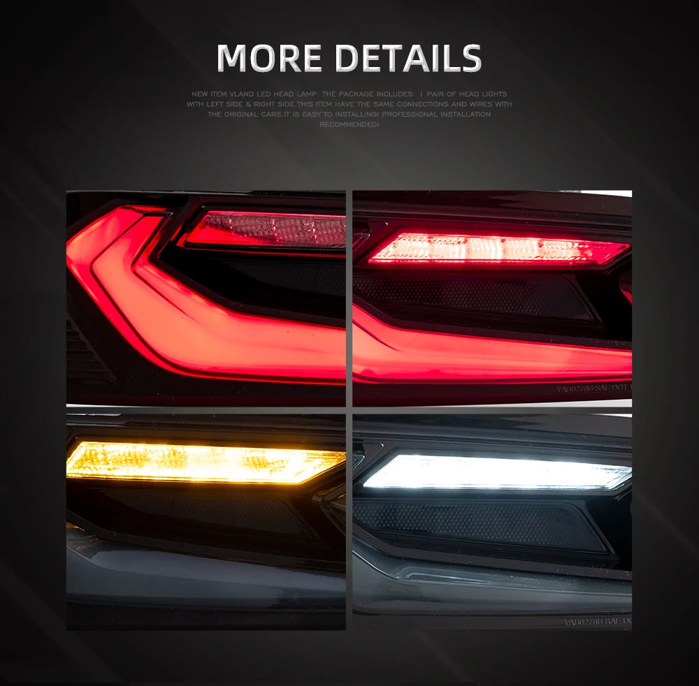VLAND Taillight Assembly FIT FOR CHEVROLET CAMARO 2016-2018 LED TAIL LAMP LED Running Light  LED Brake Light sayaragear