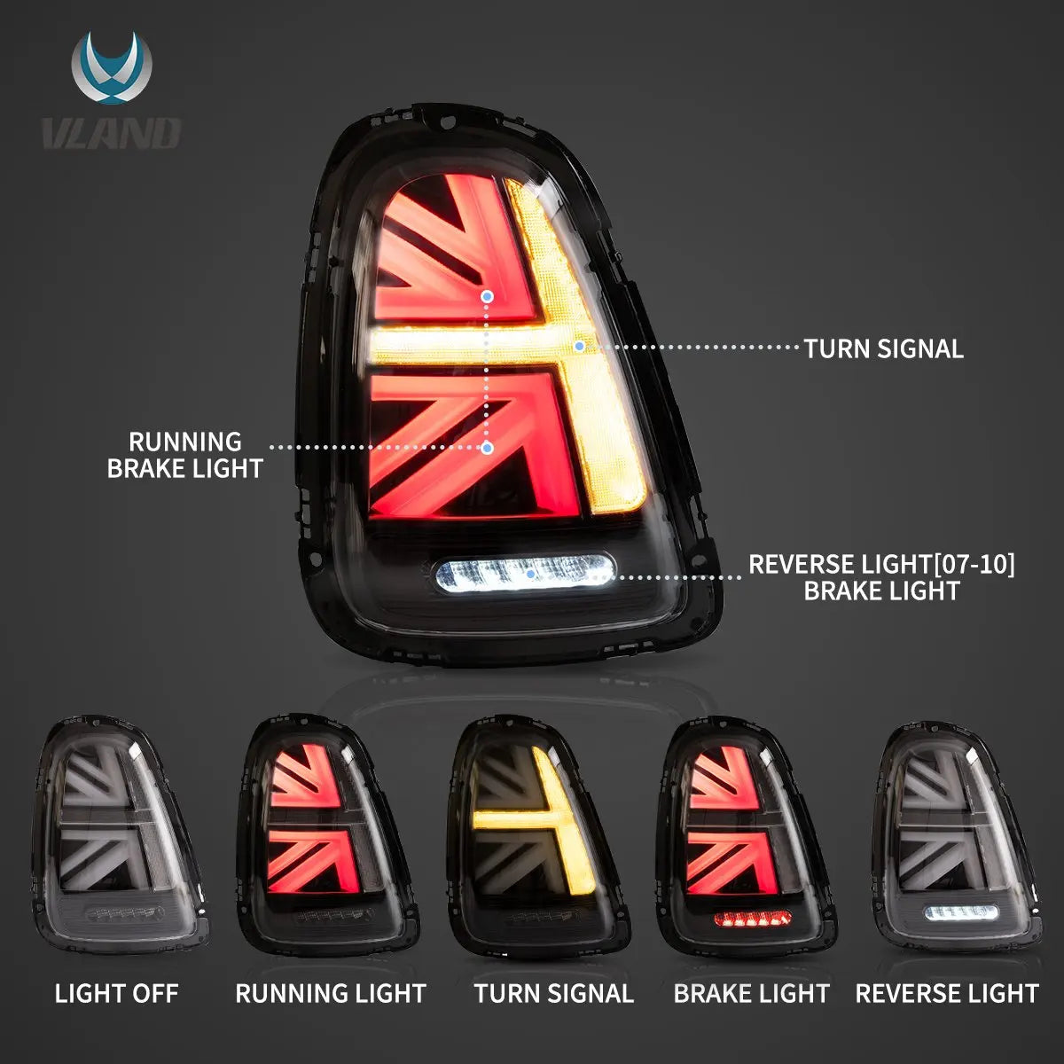 Vland 07-13 Mini Cooper 2nd Gen (R56 R57 R58 R59) II LED Tail Lights With Amber Sequential Turn Signal sayaragear
