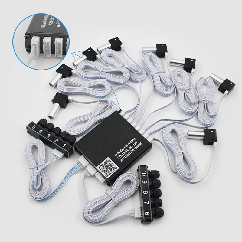 12V Car Starry Sky Ceiling Fiber Optic Modification with App Bluetooth Control, Full Sky Star Panoramic Sunroof Split-Line Light Source Device, White Light Starry Sky Lamp sayaragear