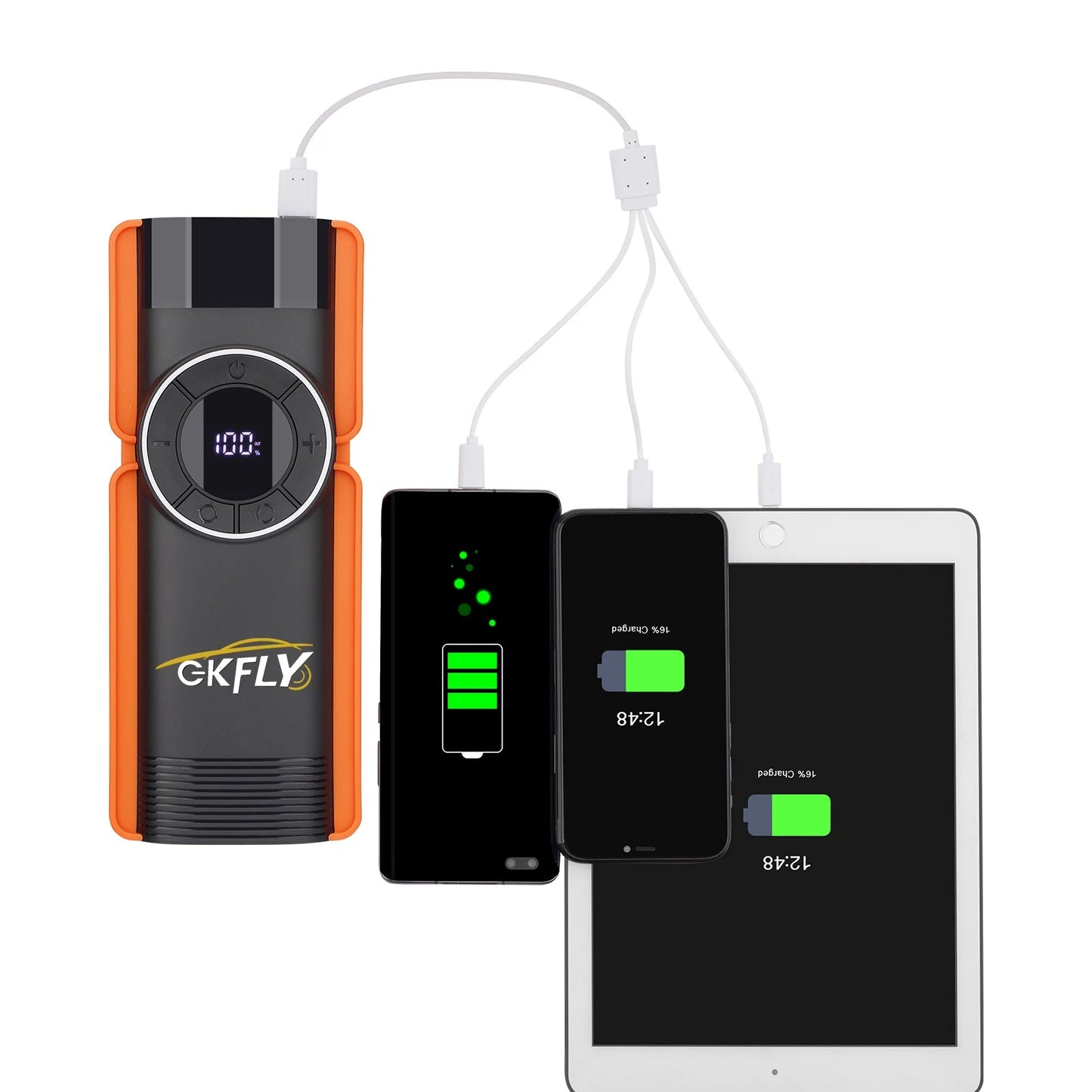GKFLY Jump Starter 4 in 1 Pump Air Compressor 4000A Power Bank 12V Digital Tire Inflator 150PSI Emergency Battery Booster sayaragear