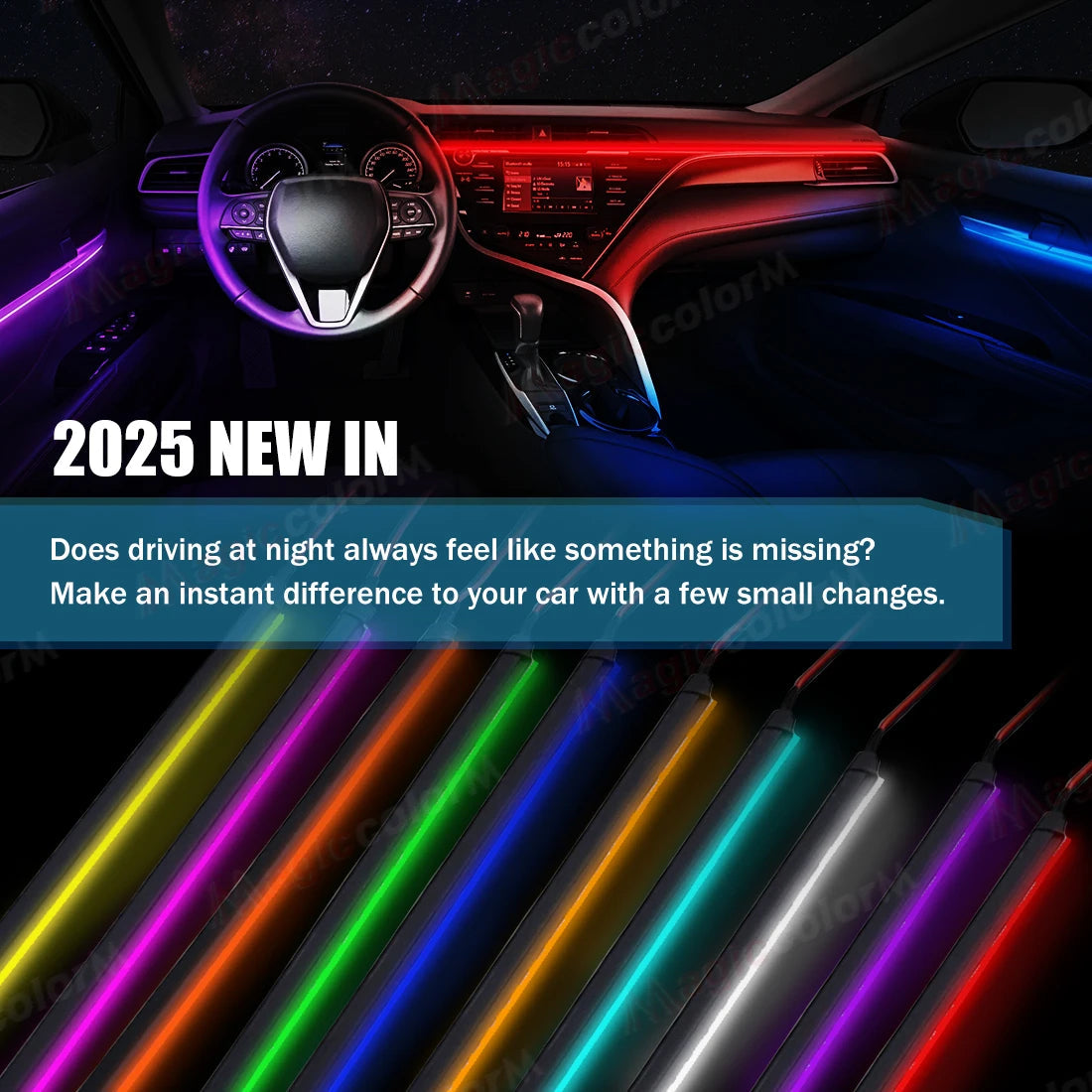 EL Wire Car LED Ambient Light Car Interior Decorative Lamp For Universal DIY Flexible Hidden Cuttable Colour Acrylic Strip 110cm sayaragear