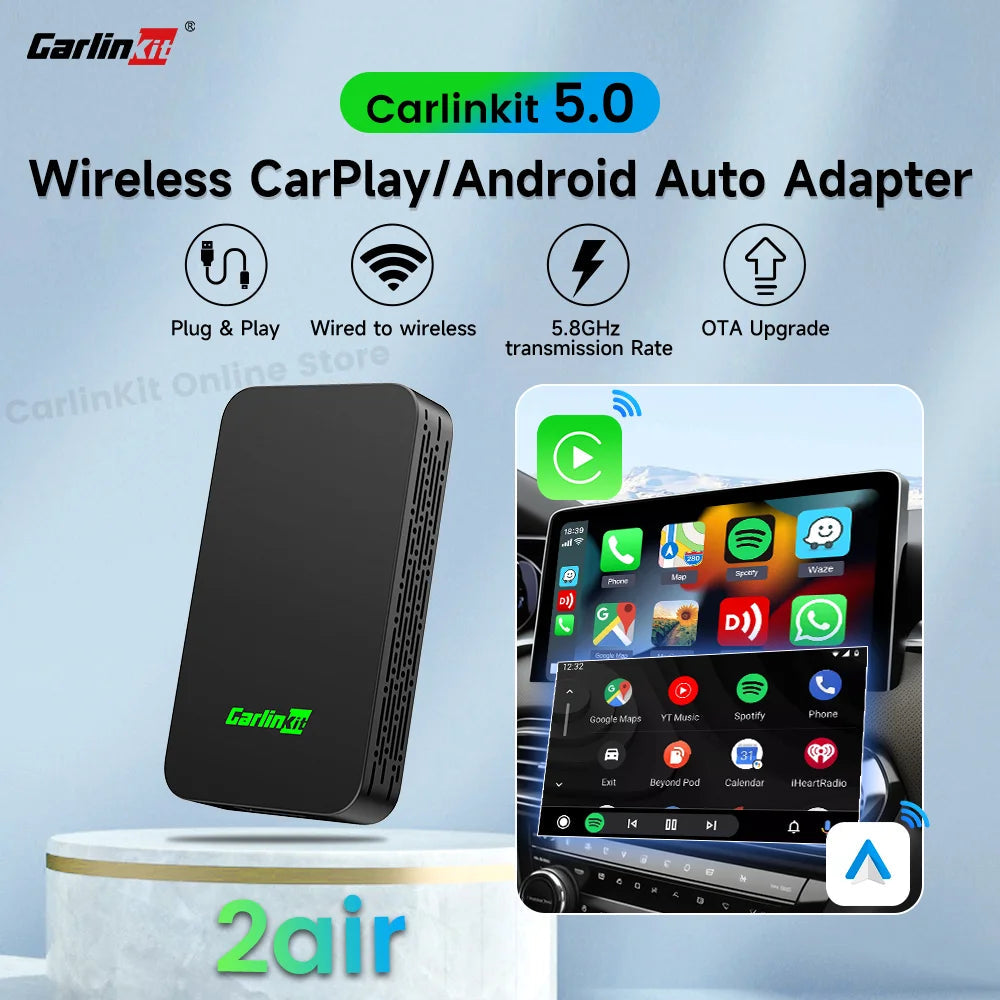 Carlinkit 5.0 2air Carplay Wireless Android auto Wireless Adapter for Toyota Mazda Ford Vw Peugeot Skoda Kia Haval Wifi BLE sayaragear