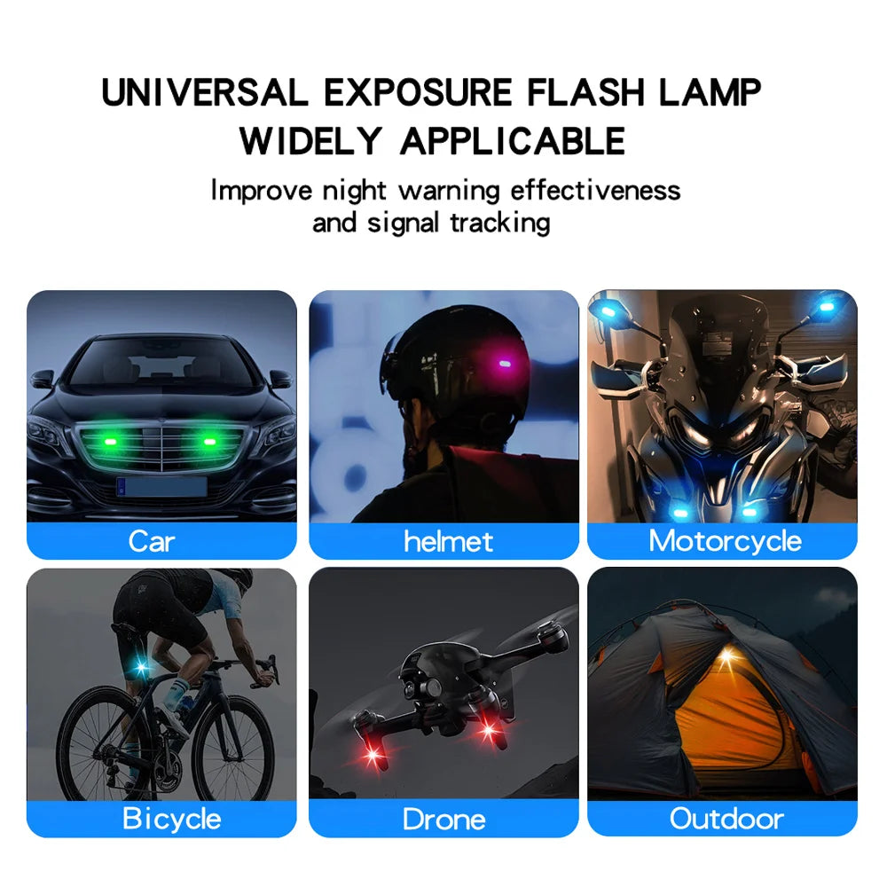 2/4pcs Wireless LED Strobe Lights Car Decor Atmosphere Light, 8 Colors Rechargeable Led Lights Anti-Collision LED Warning Light sayaragear