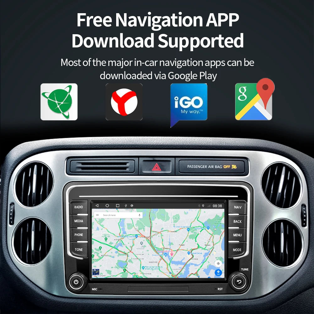 GRANDnavi Android13 Car Radio GPS For VW Volkswagen Skoda Octavia Golf 5 6 Touran Passat B6 Polo Jetta 2Din Multimedia Player sayaragear