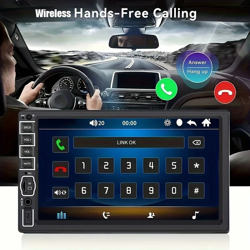 7inch HD Double Din Car Stereo Radio MP5 Player with Steering Wheel Remote Support Mirror Link B-T Touch Screen USB TF FM AUX sayaragear