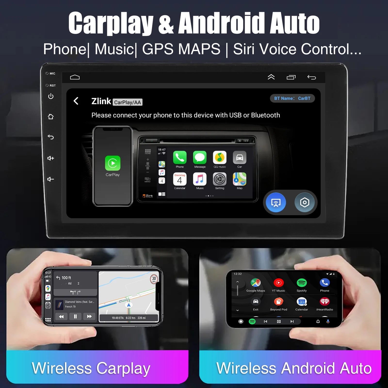 ESSGOO 7 9 10" Car Radio Android Auto Carplay Car Stereo Multimedia Player Universal WIFI GPS Autoradio Car Intelligent Systems sayaragear