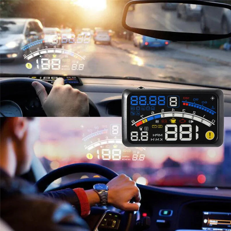 Digital HUD Speedometer Performance LCD Display HUD Display Car General OBD2 Driving Computer Car Speed Reflective Car Display sayaragear