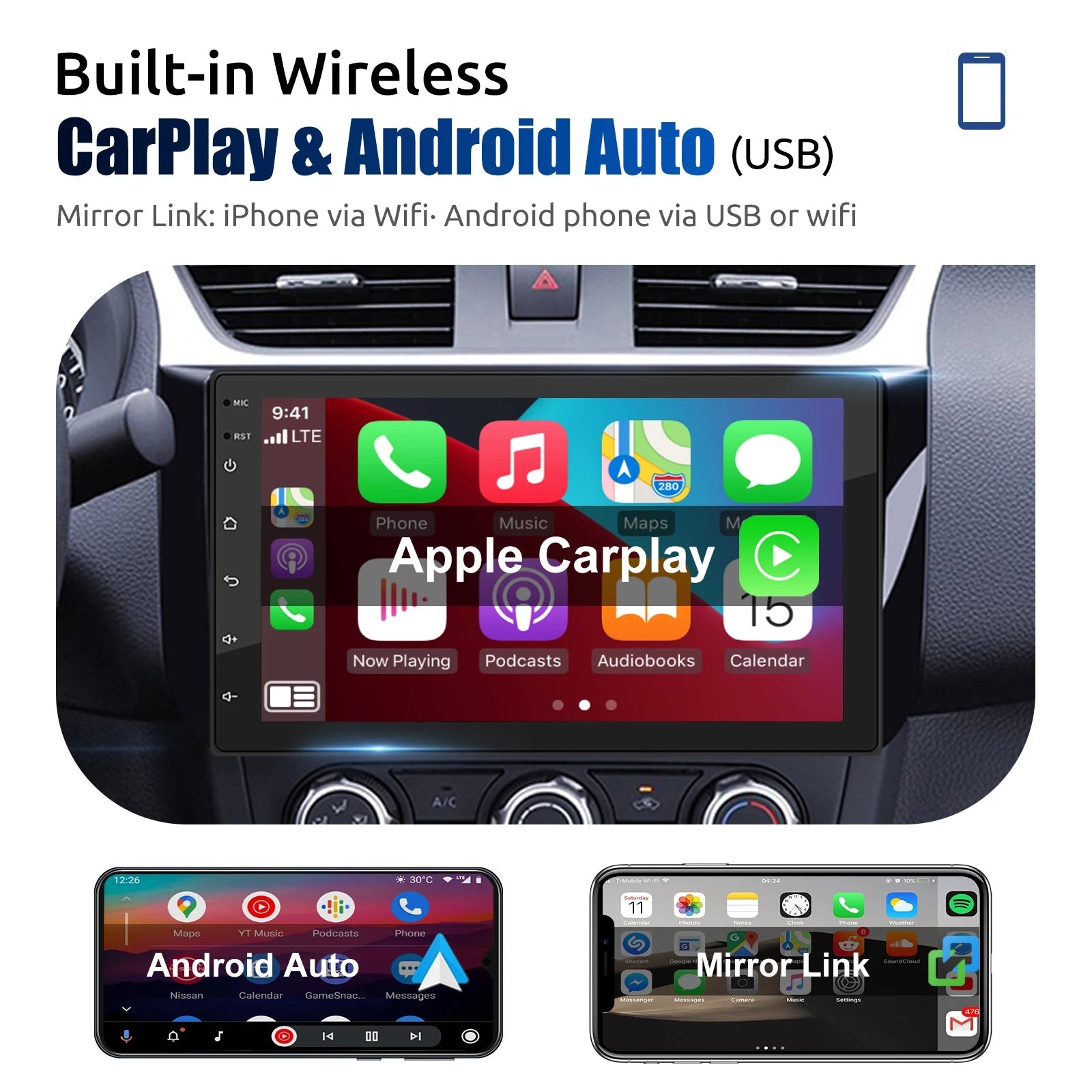 ESSGOO 7 9 10" Car Radio Android Auto Carplay Car Stereo Multimedia Player Universal WIFI GPS Autoradio Car Intelligent Systems sayaragear