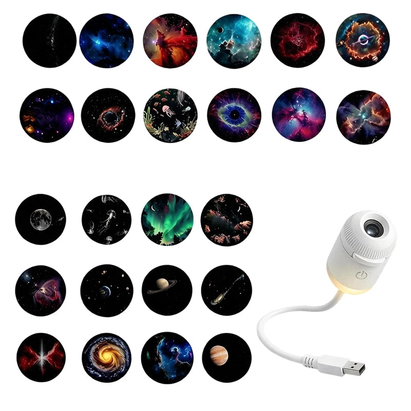 Mini Galaxy Star Projector Two In One Night Light Home Background Atmosphere Light Bedroom Car Decoration Children's Gift sayaragear