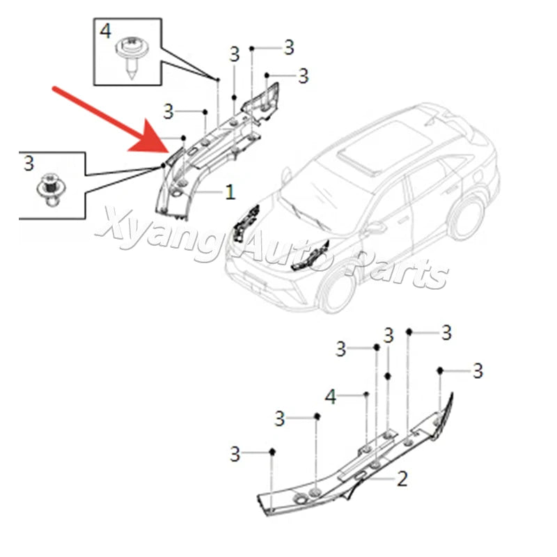 Front Fender Wing UnderHood Trim  For Kaiyi X7 Kunlun F02-8261021-01AA F02-8261022-01AA sayaragear