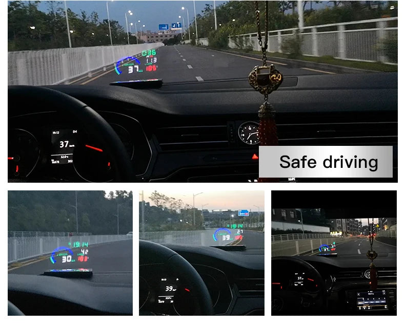 KWHUD HUD Head Up Display Car OBD2 Digital Speedometer RPM Tacho Volt Water Temp Meter Windshield Speed Projector Car Electronic sayaragear