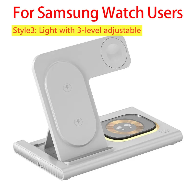 3 in 1 Wireless Charger Stand Pad Foldable Fast Charging Station Dock For iPhone 17 16 15 14 13 12 11 X 8 Apple Watch Airpods sayaragear