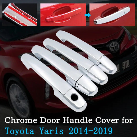 Chrome Car Door Handle Cover for Toyota Yaris vitz XP150 2014~2019 Exterior Covering Trim Set Accessories 2015 2016 2017 2018 sayaragear