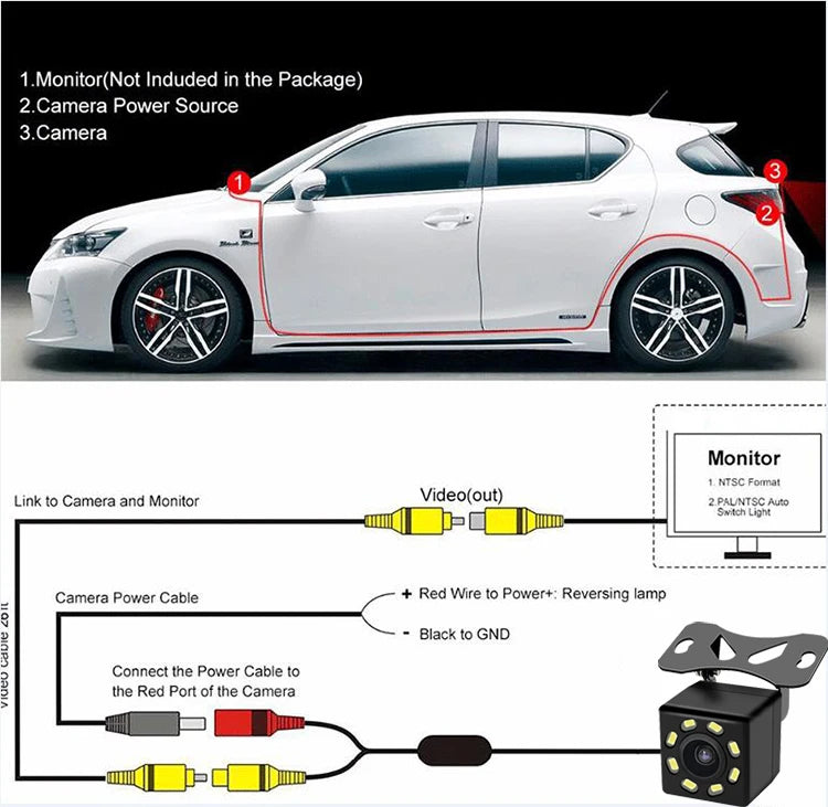 E-ACE 4.3" Car Rear View Camera Monitor Folding Easy Installation Car Parking System Camera Automotive Electronic Accessories sayaragear