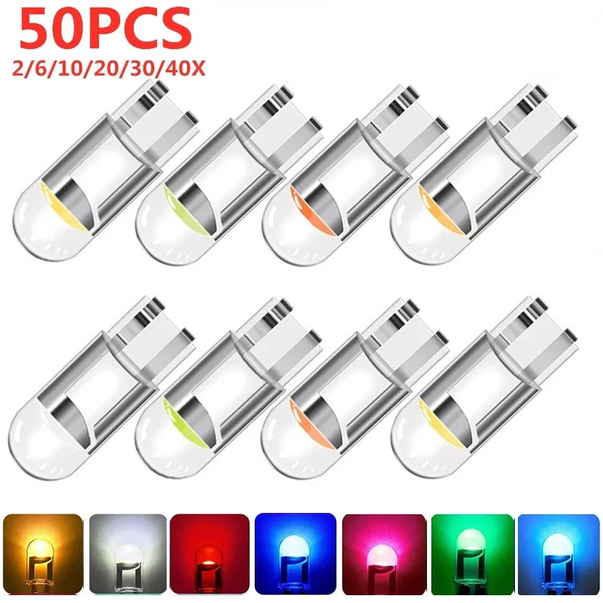 Car LED T10 W5W Canbus Glass COB 6000k Reading Dome Lamp Marker Wedge License PlateLight Bulb 168 194 192 DC 12V White Blue Red sayaragear
