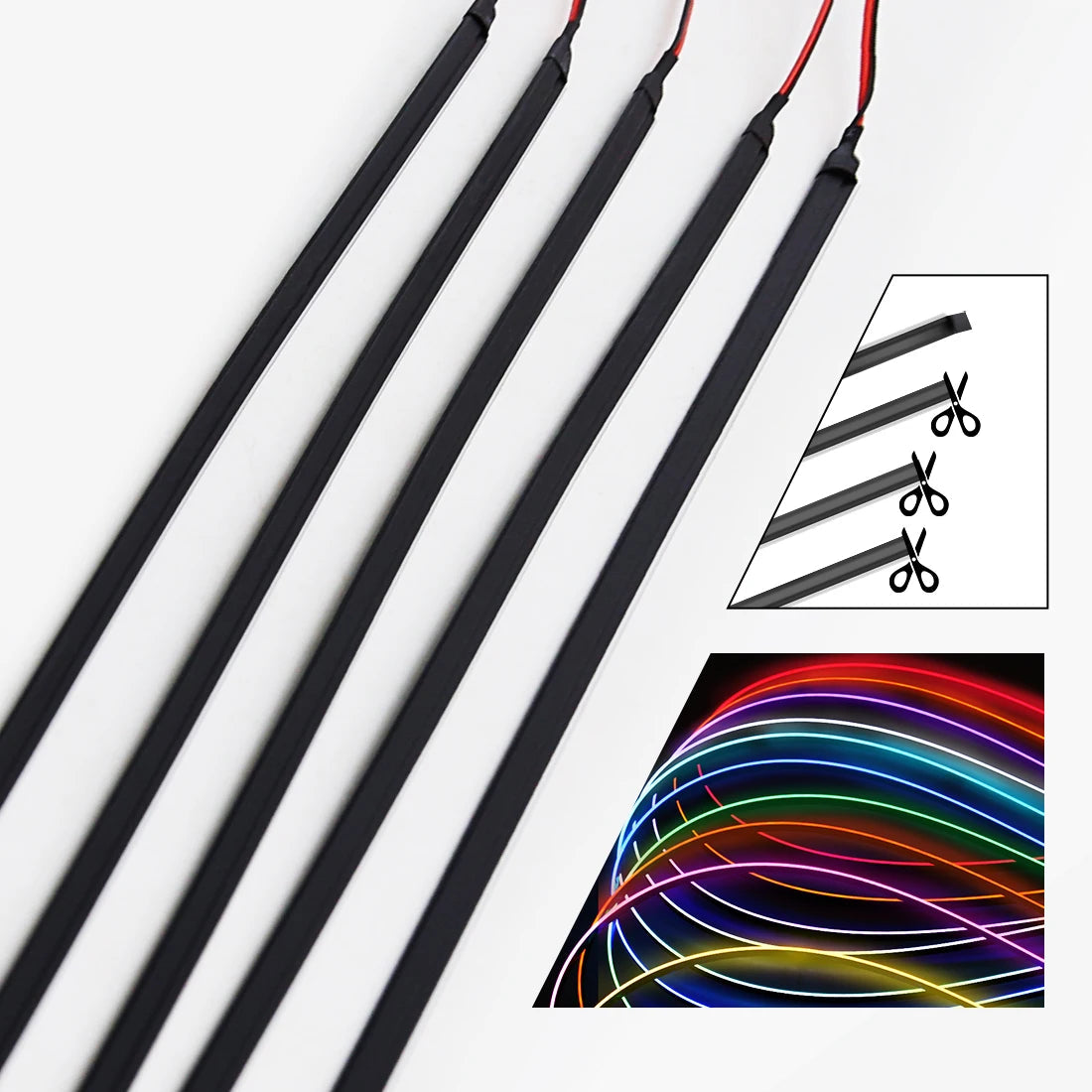 EL Wire Car LED Ambient Light Car Interior Decorative Lamp For Universal DIY Flexible Hidden Cuttable Colour Acrylic Strip 110cm sayaragear