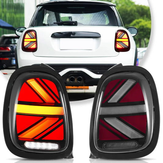 Vland 14-19 Mini Cooper F55 F56 F57 LED Tail Lights with Sequential Turn Signal Rear Lamp Assembly Upgrade sayaragear
