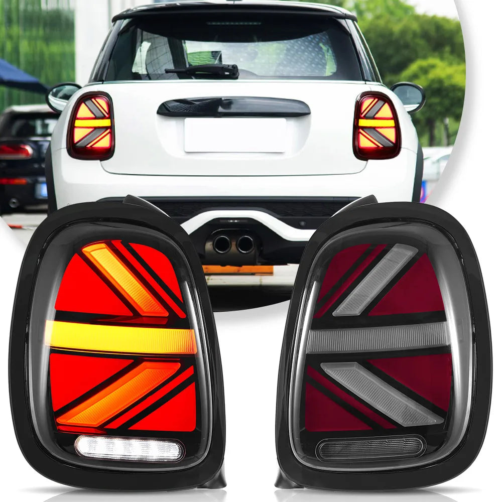 Vland 14-19 Mini Cooper F55 F56 F57 LED Tail Lights with Sequential Turn Signal Rear Lamp Assembly Upgrade sayaragear