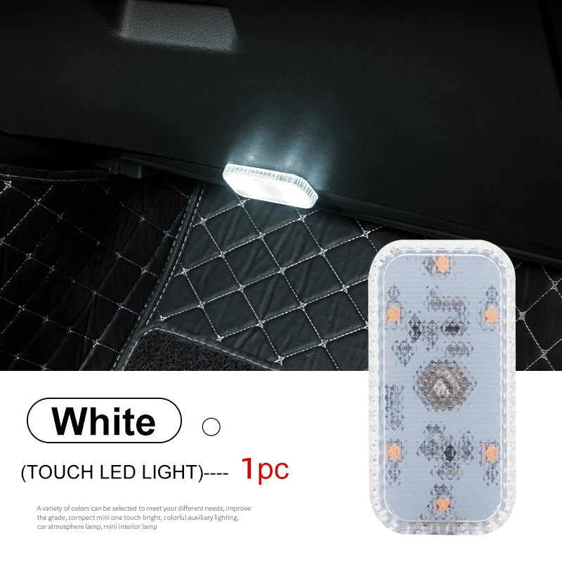 LED Touch Light Mini Wireless Car Interior Lighting Auto Roof Ceiling Reading Lamp for Trunk Storage Box USB Charging sayaragear
