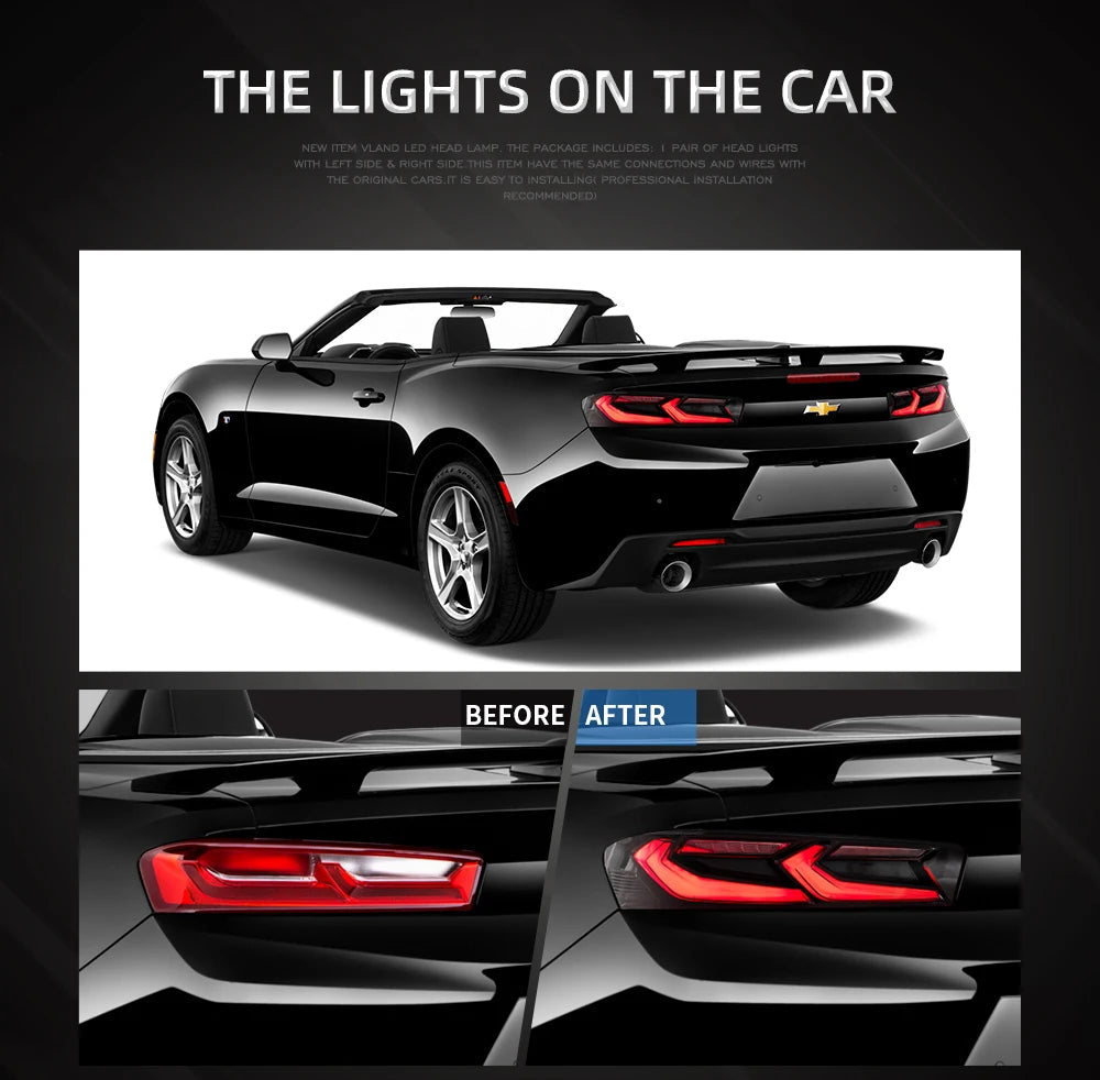 VLAND Taillight Assembly FIT FOR CHEVROLET CAMARO 2016-2018 LED TAIL LAMP LED Running Light  LED Brake Light sayaragear