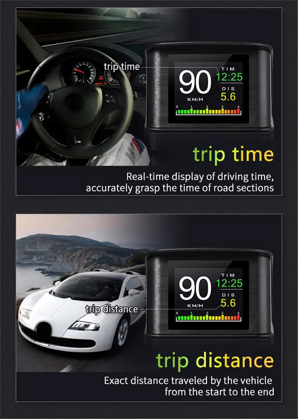 NEW Multi-function Full LCD Instrument OBD+GPS Dual System Car OBD2 GPS HUD Head Up Smart Digital Speedometer with Tester Alarm sayaragear