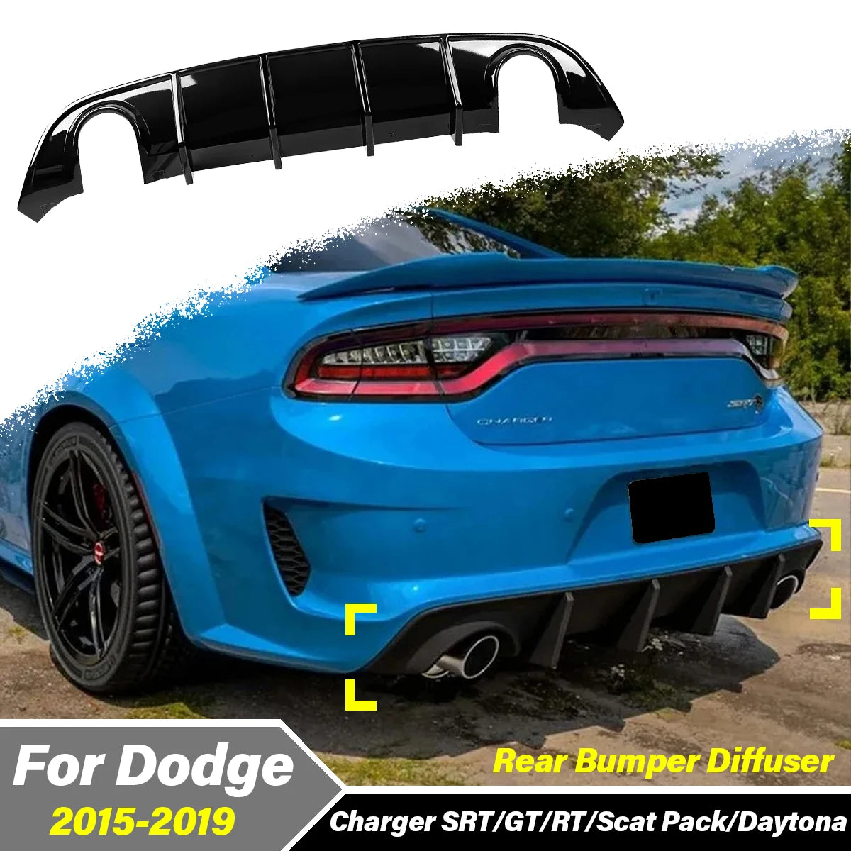 For Dodge Charger SRT/GT/RT/Scat Pack/Daytona 2015 2016 2017 2018 2019 Car Rear Bumper Spoiler Lip Exterior Accessories Body Kit sayaragear