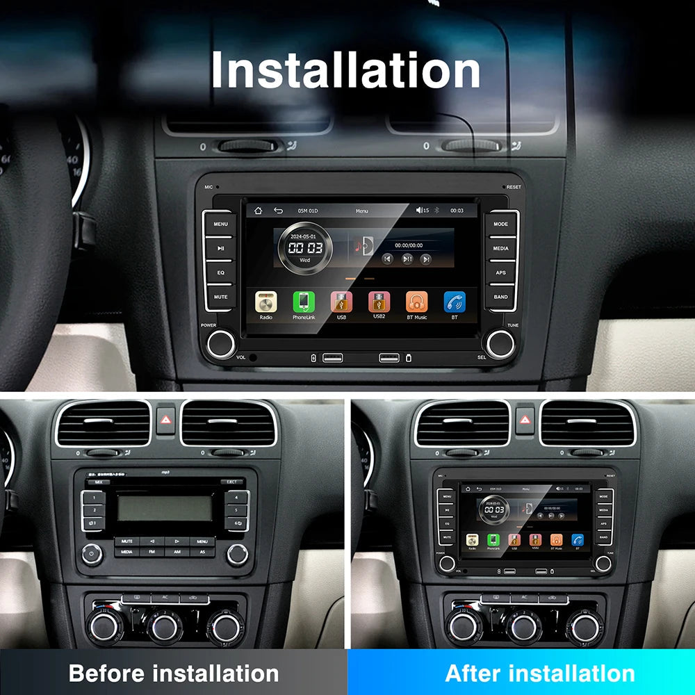 7 Inch Car Stereo For VW Touchcreen BT AM/FM Radio Receiver with Android Auto Carplay USB Charge Support Hands-Free Calling sayaragear