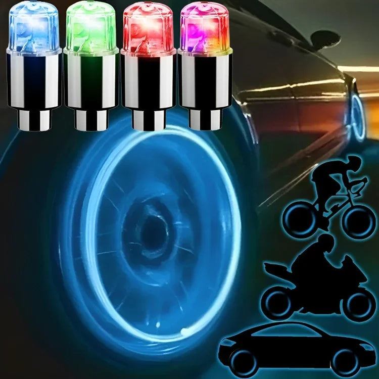 Car Hub Ambient Light Bicycle LED Tire Lights Universal Car Neon Lamp Valve Cover Lights Tire Colorful Flashing Bulb Decoration sayaragear