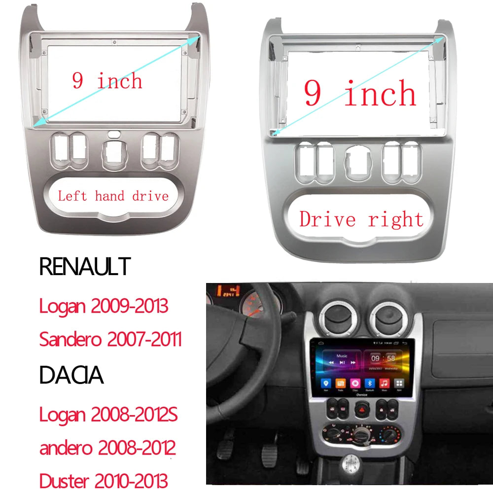 9 Inch Car Frame Fascia Panel Adapter Canbus Box Decoder For Renault Logan 1 Sandero Dacia Duster 2007-2013 sayaragear