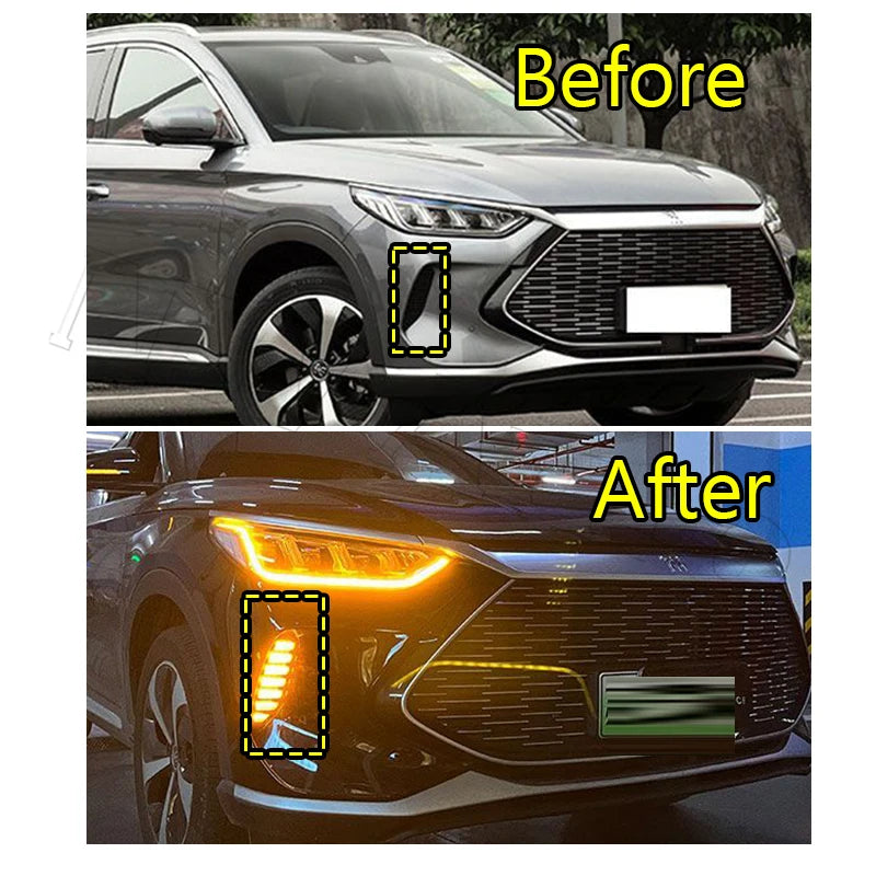 Car LED Front Bumper Reflector Lights For BYD Song Plus DMi 2021 2022 Brake Warning Stop Dynamic Turn sayaragear