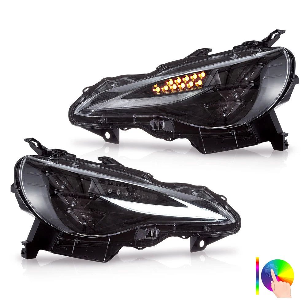 Vland 12–21 86 Subaru BRZ Scion FR-S RGB Headlights Full LED with DRL Color Changing Front Headlamp Assembly Upgrade sayaragear