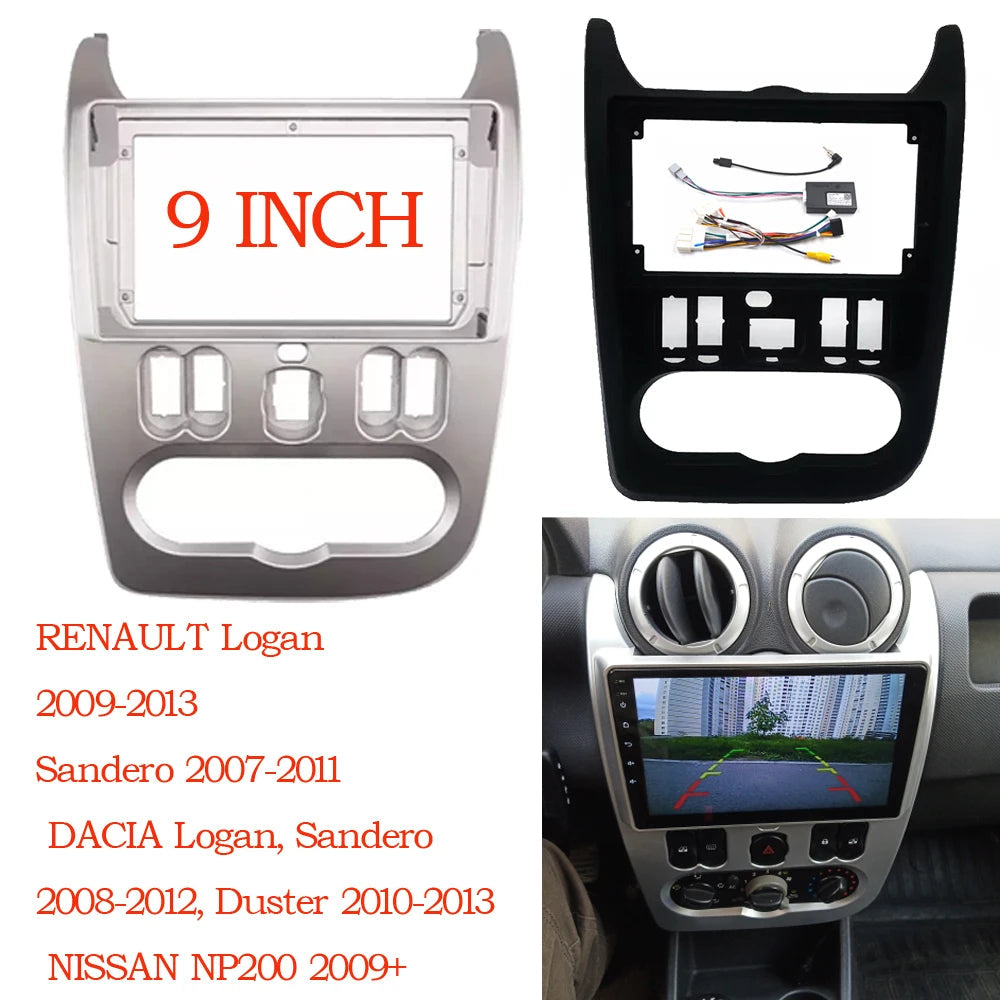 9 Inch For RENAULT Logan Sandero DACIA Duster Double din Seat Leon 2007-2013 Radio Frame Panel Fascias sayaragear