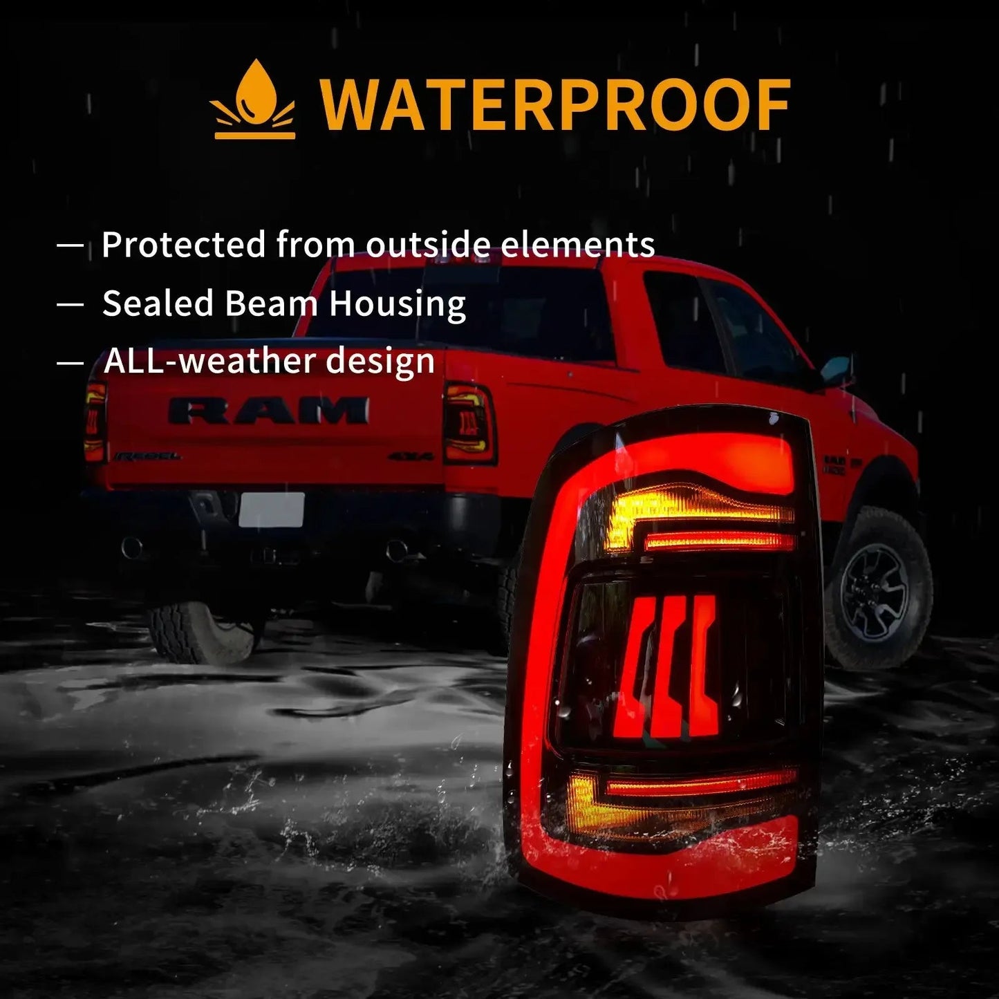 Vland 09-18 Ram 1500/2500/3500 LED Tail Lights Upgrade Assembly With Amber Turn Signal Lamp sayaragear