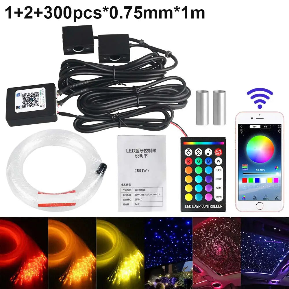 RGBW 1/2/4/6/8 split machine 2400x household car roof starry sky light kit roof fiber optic ceiling sayaragear