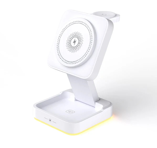 3 in 1 Foldable Charging Station Fast Magnetic Wireless Charger Stand for iPhone 17 16 15 14 13 12 Apple Watch 8 7 6 Airpods Pro sayaragear