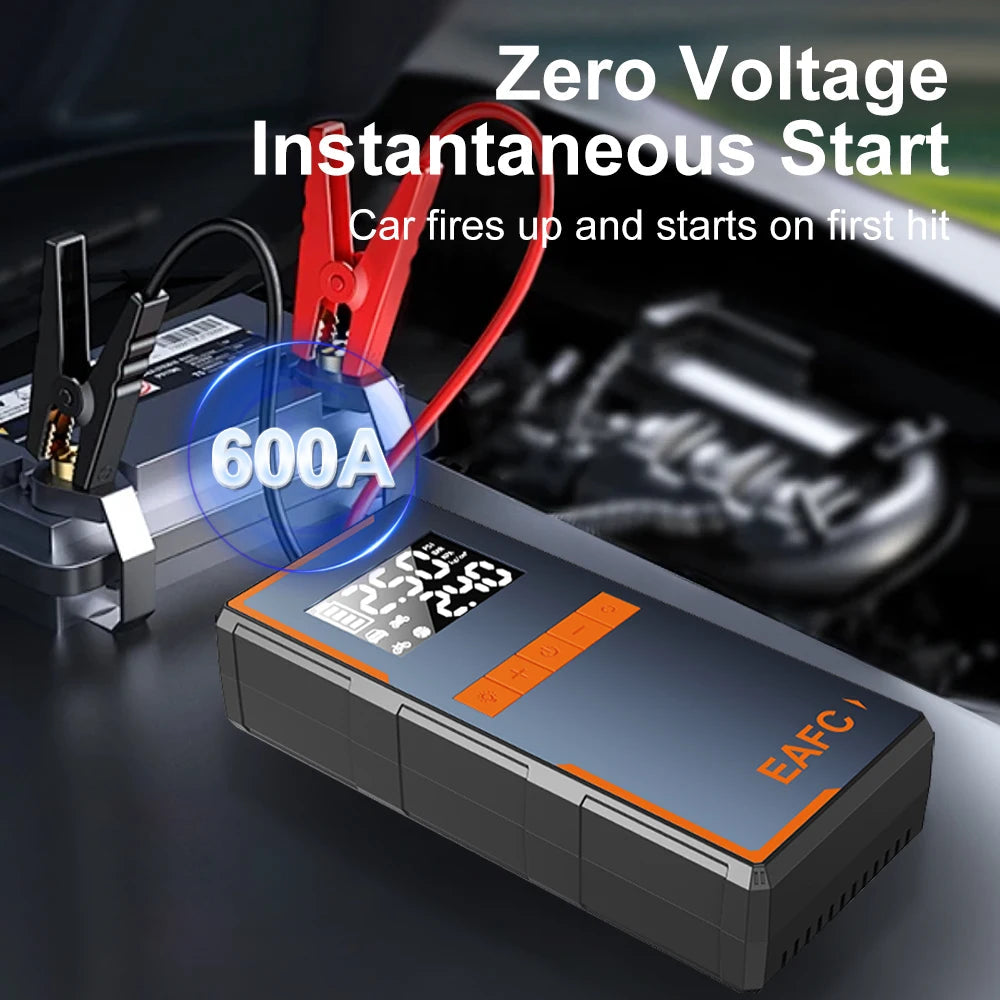 2025 Newest All-in-One Car Emergency Jump Starter & Air Pump 1200A Peak 150PSI Tire Inflator with LED Light & Power Bank sayaragear