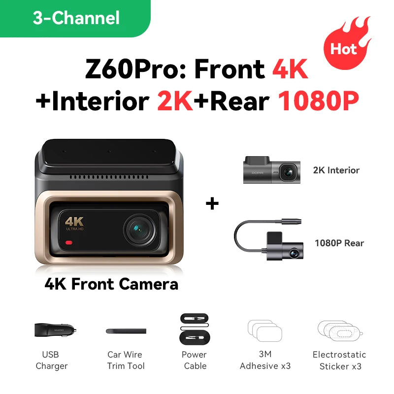 DDPAI Z60 Pro 4K Dash Cam Auto Dashcam Front GPS Car Camera for Dual SONY Sensor WiFi ADAS Night Vision DVR Video Recorder sayaragear
