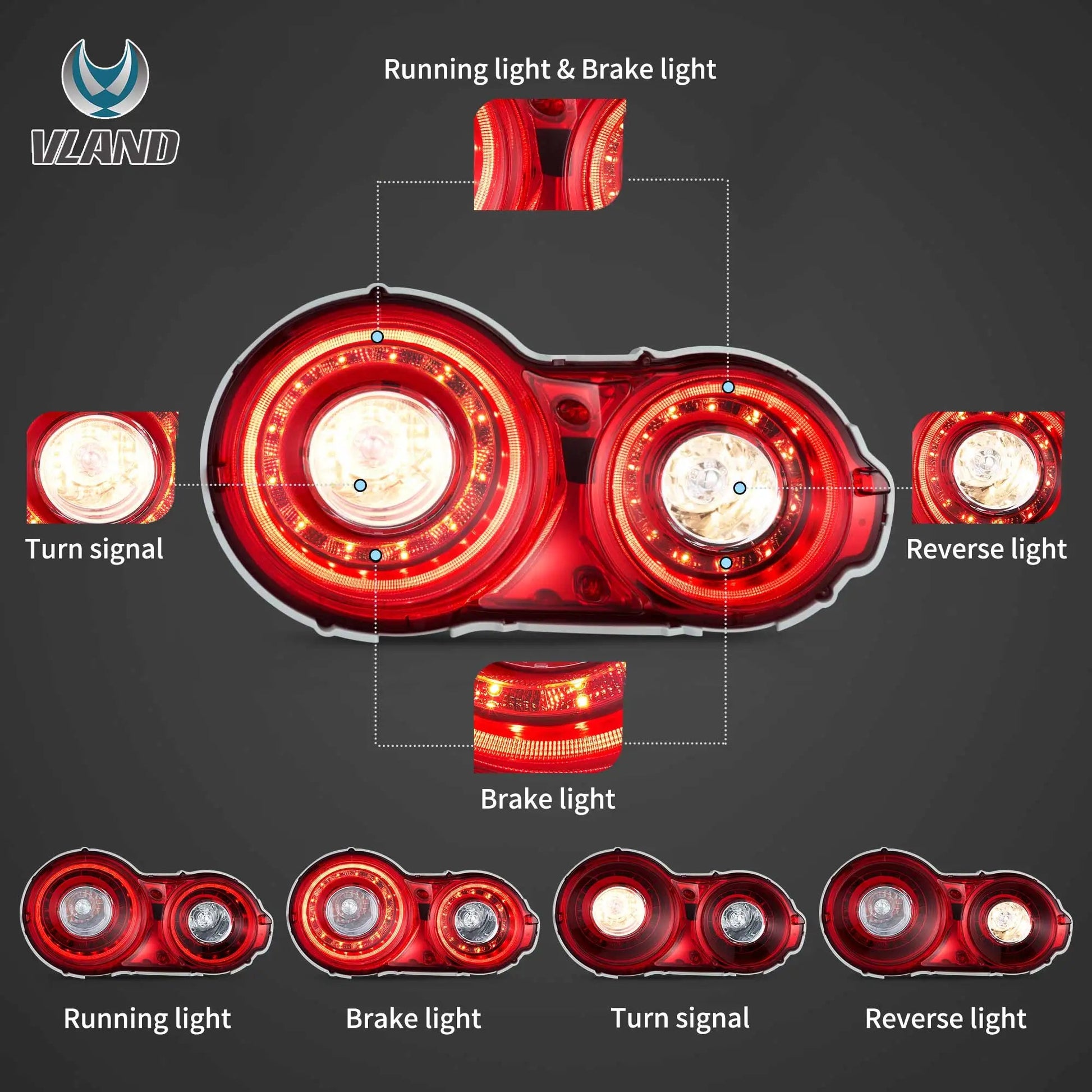 VLAND LED Tail Lights Assembly For 2008-2023 Nissan GTR R35 Godzilla Rear Lamps sayaragear