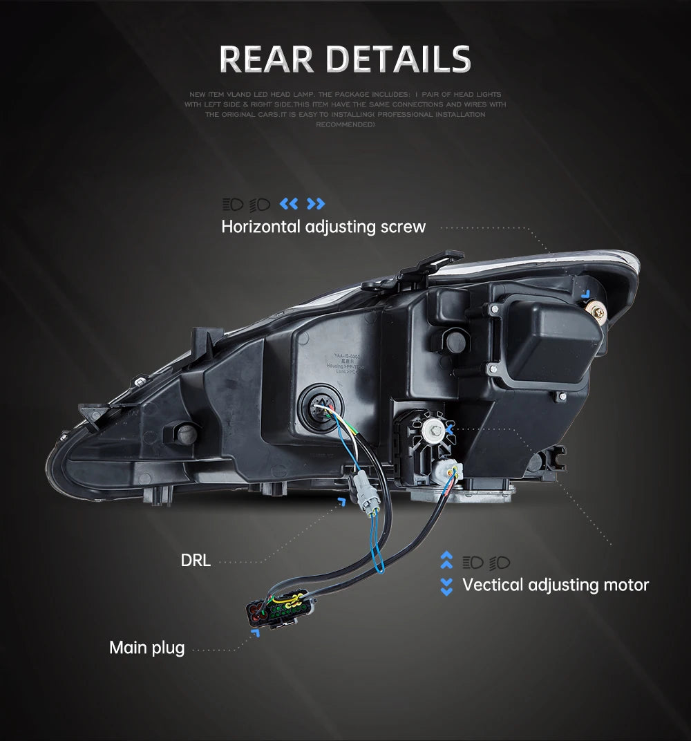VLAND Car LED Headlights Assembly for Lexus IS250 IS350 C ISF 2006-2013 bule DRL Auto Styling Front Lamps Accessories Lights sayaragear