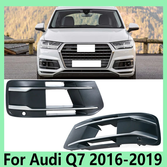 For Audi Q7 2016-2019 Auto Accessories Front Bumper Fog Light Under Grille Cover Fog Light Frame Fog Light Protection Cover - sayaragear