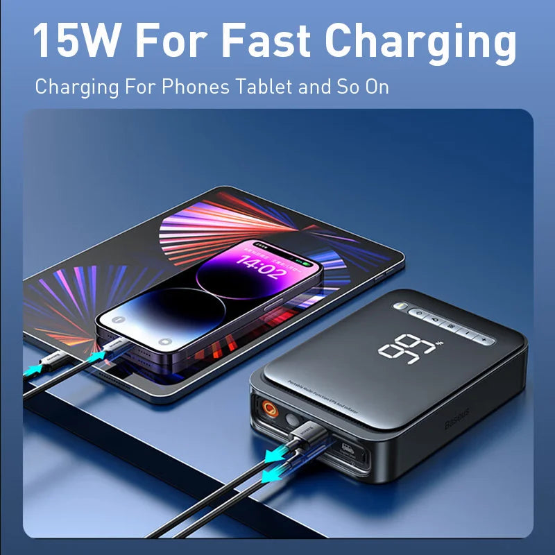 Baseus 2 In 1 Car Jump Starter Power Bank Air Compressor Inflator Pump 1000A Portable Power Station Car Battery Charger Booster sayaragear