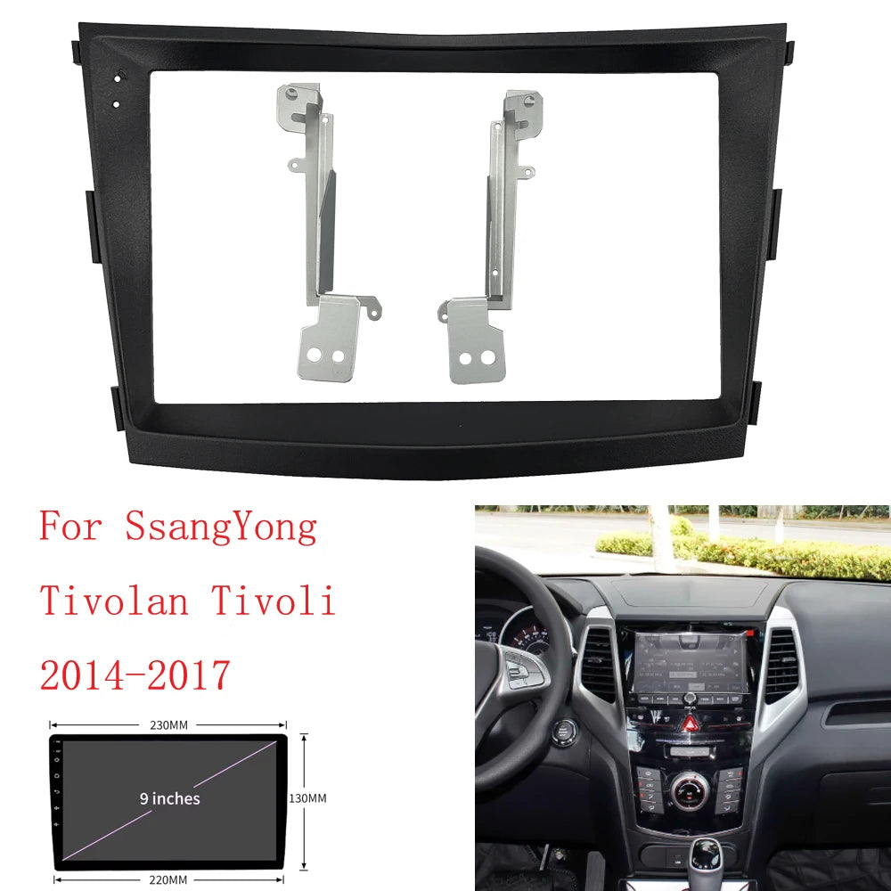 Car Android Radio Frame For SsangYong Tivoli LUVi 2015-2019 9 inch Stereo Panel Fascia 16PIN Harness Wire Power Cable sayaragear