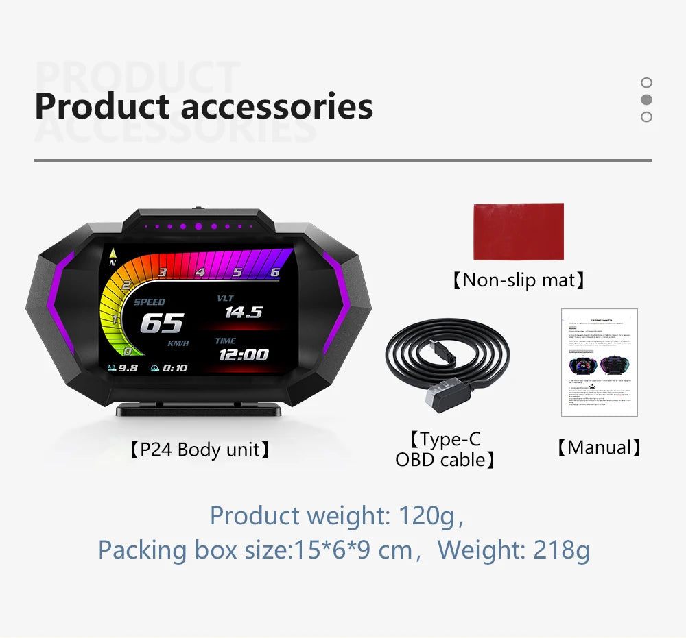 NEW Multi-function Full LCD Instrument OBD+GPS Dual System Car OBD2 GPS HUD Head Up Smart Digital Speedometer with Tester Alarm sayaragear