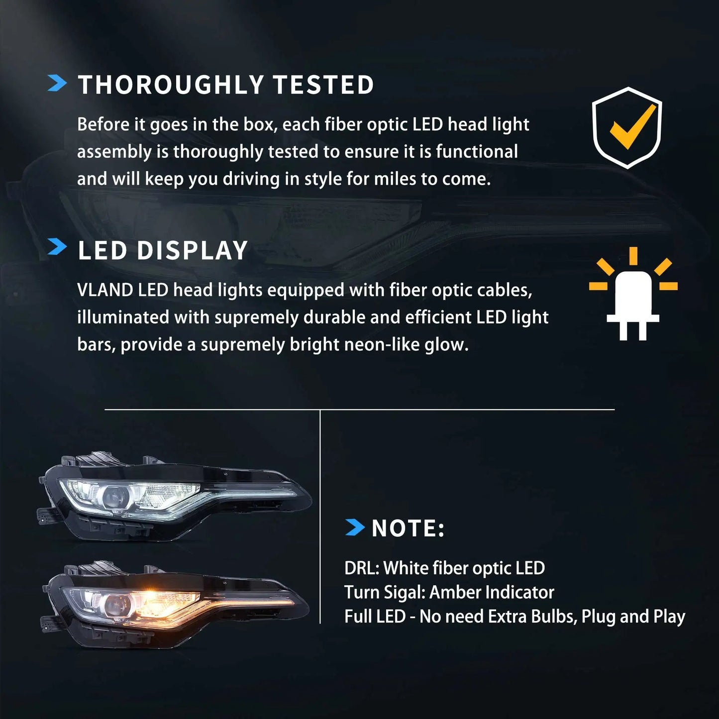 Vland 2018-2024 Camaro SS/RS LED Headlights Assembly Upgrade sayaragear