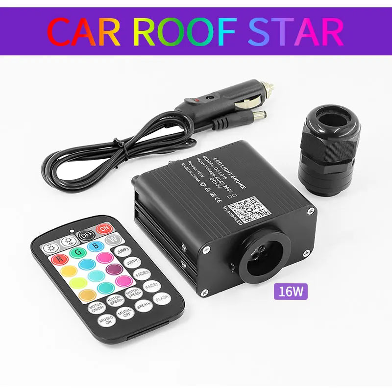 16W Twinkle Starry Sky Car Star Ceiling  Light  Fiber Optic Light Led  Star Roof Starlight Headliner Kit Car Home Decor sayaragear
