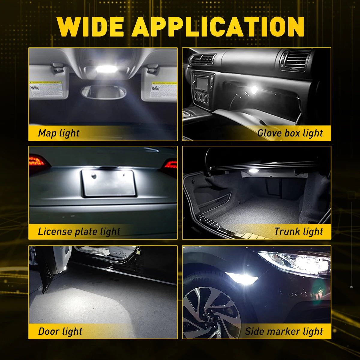 AUXITO 4/2Pcs C10W LED Canbus Festoon 31mm 36mm C5W LED Bulb12V COB 6000K White Car Interior Dome Reading Lights License Plate sayaragear